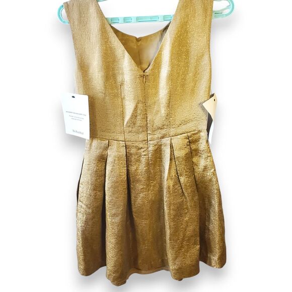 Shoshanna Gold Metallic Brocade Dress Jeweled Collar Woman's Sz 0 The RealReal - Picture 2 of 16